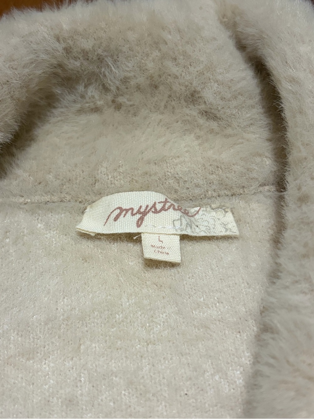 Mystree Colorblock Teddy Jacket in Cream, Light Gray & Blush - Picture 3 of 3